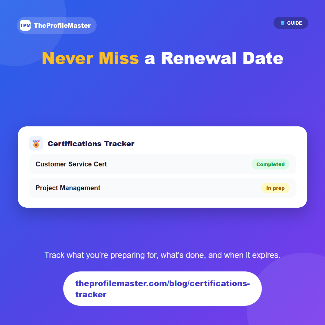 Tracking Certifications and Renewal Dates