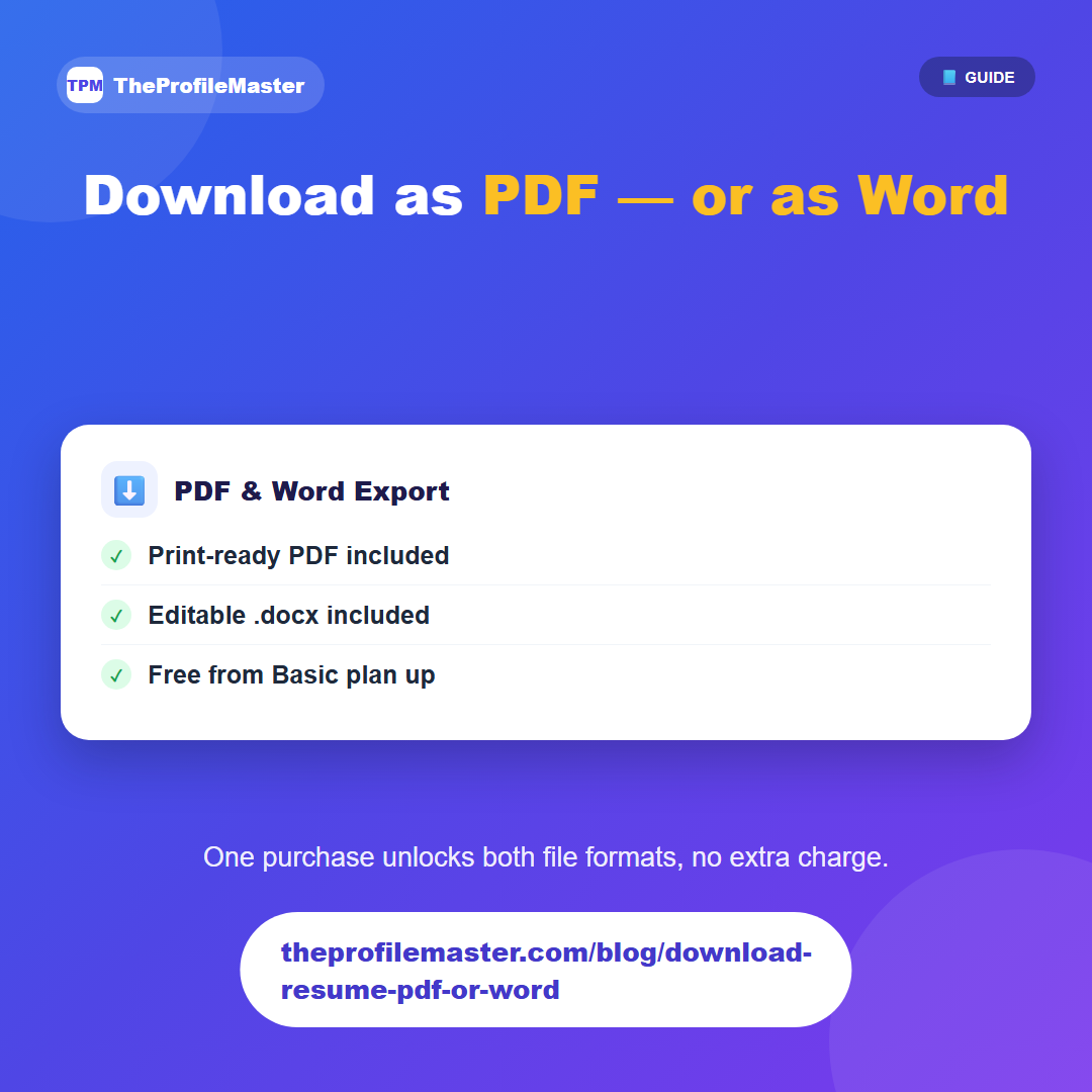 Downloading Your Resume as PDF or Word