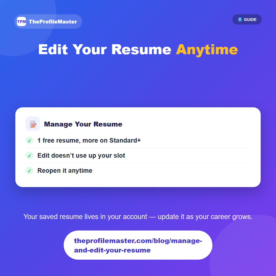 Managing and Editing Your Saved Resume