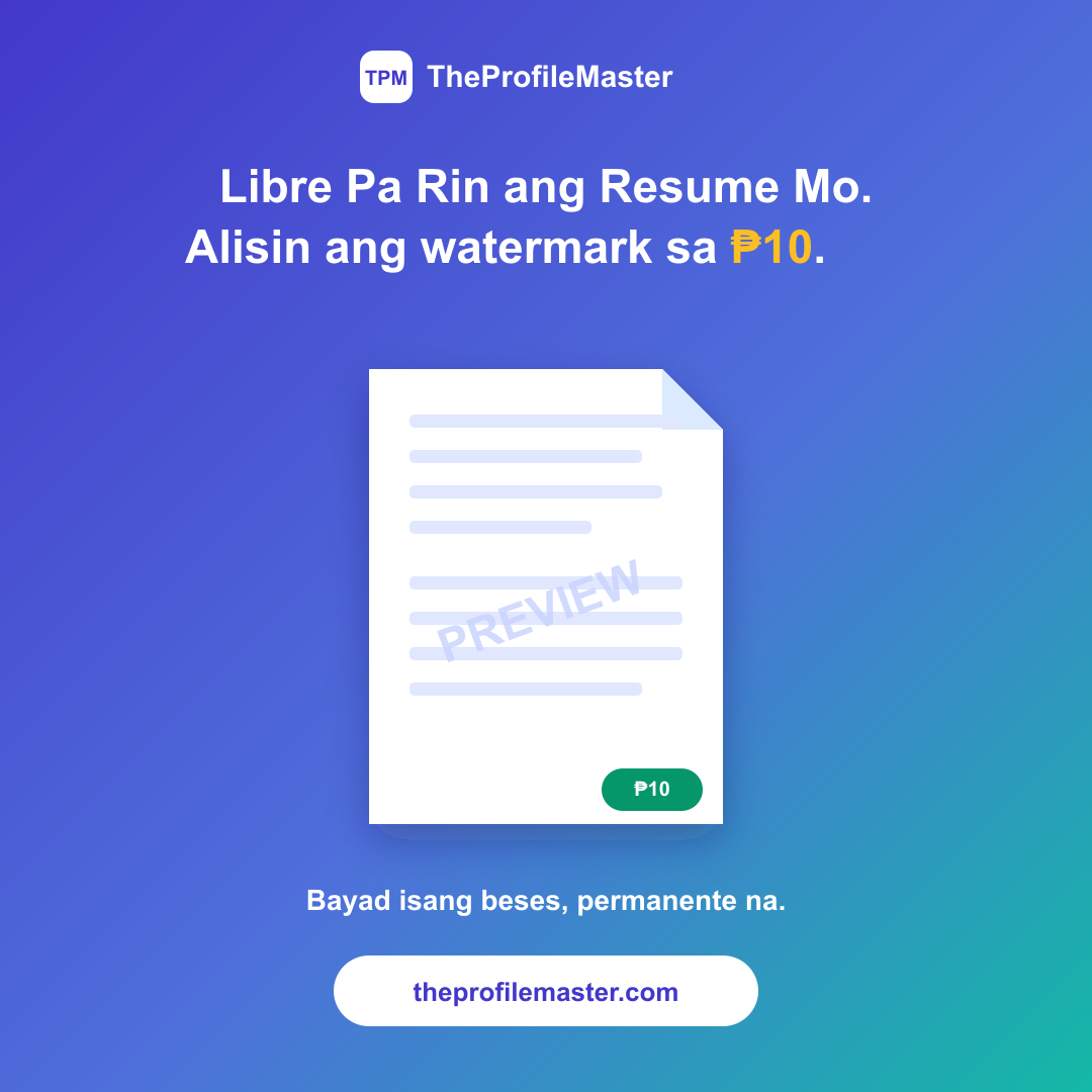 Libreng Gumawa ng Resume — ₱10 Naman Para I-download